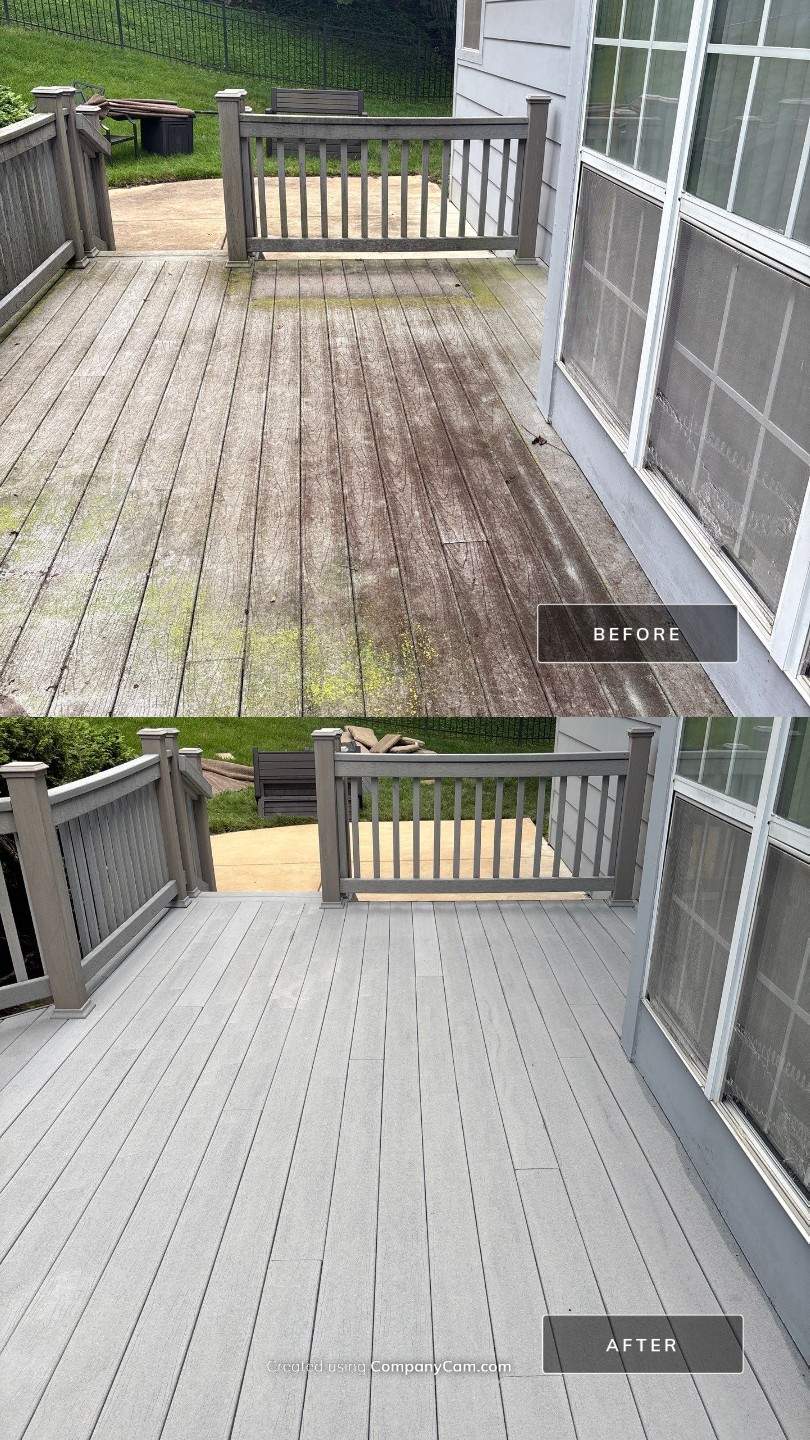 Backyard Transformation Alert! Composite Deck, Patio, Driveway & Sidewalk Cleaning Brings This Maryland Heights Property Back to Life