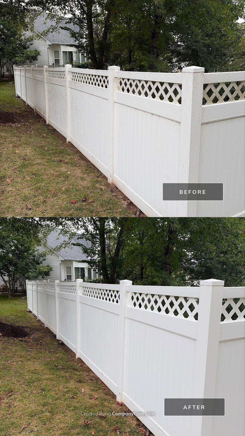 Professional Vinyl Fence Cleaning in St. Charles, MO | Another Fence Brought Back to Life!  Image