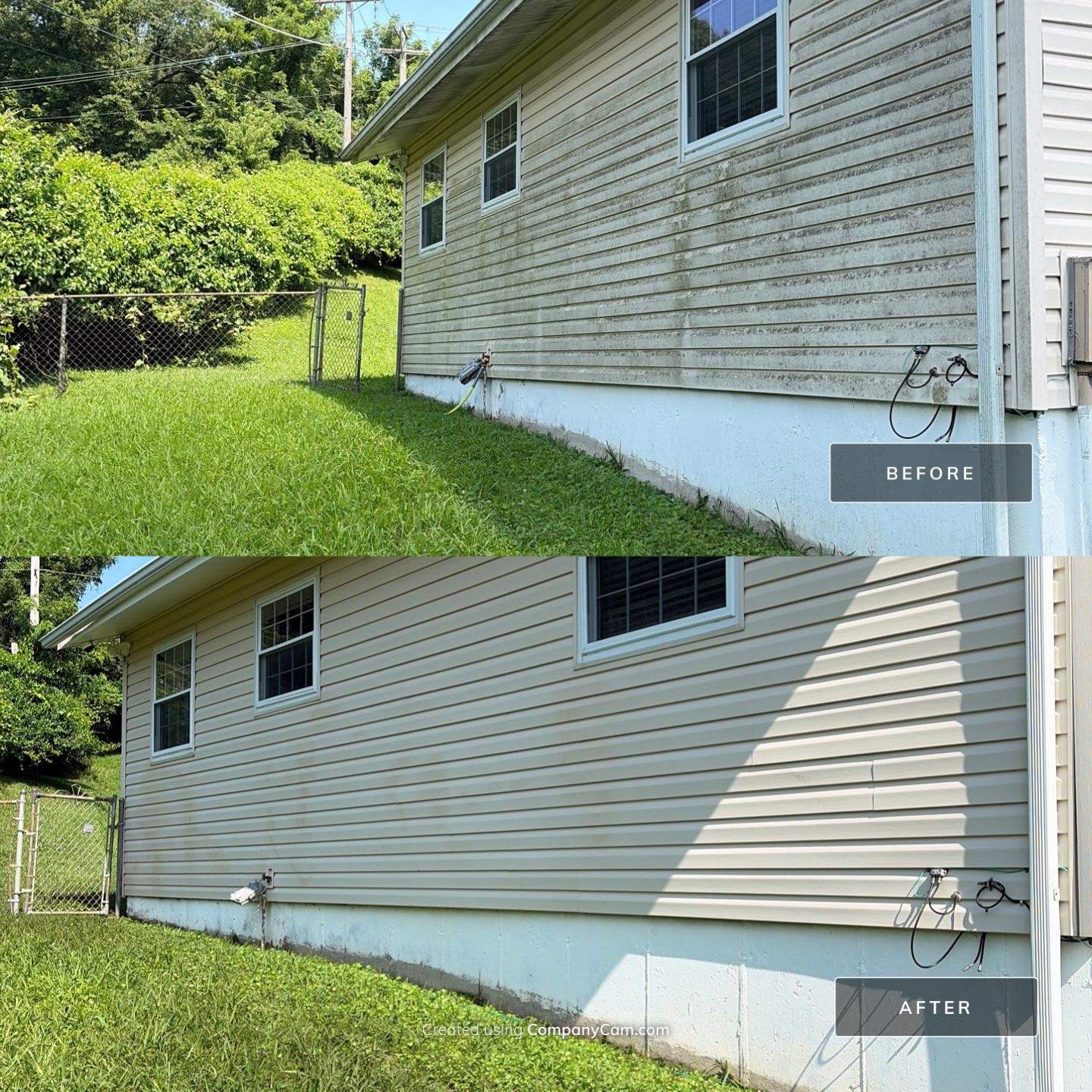 This Home Just Lost Just Lost Years of Dirt, Algae & Grime with a Professional House Soft Wash – Florissant Mo! Image